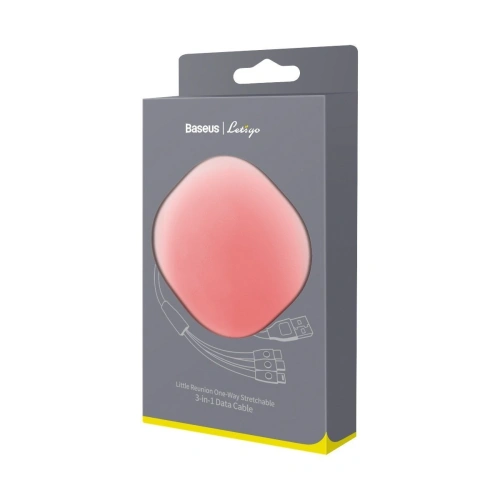 Zwijany kabel USB 3w1 Baseus Let\'s go Little Reunion, Lightning / USB-C / micro USB, 3A, 0,85m (czerwony)